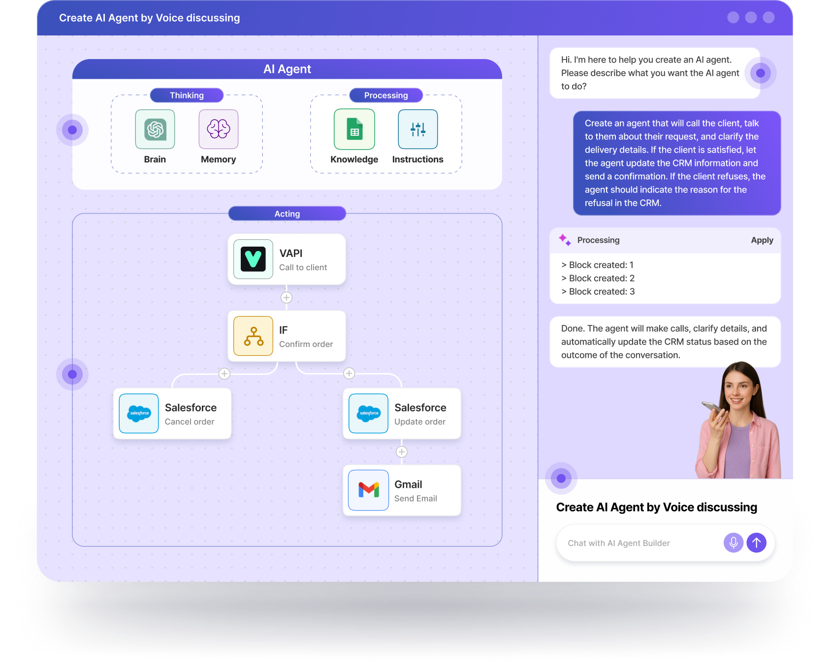 Create AI Agent by Voice discussing